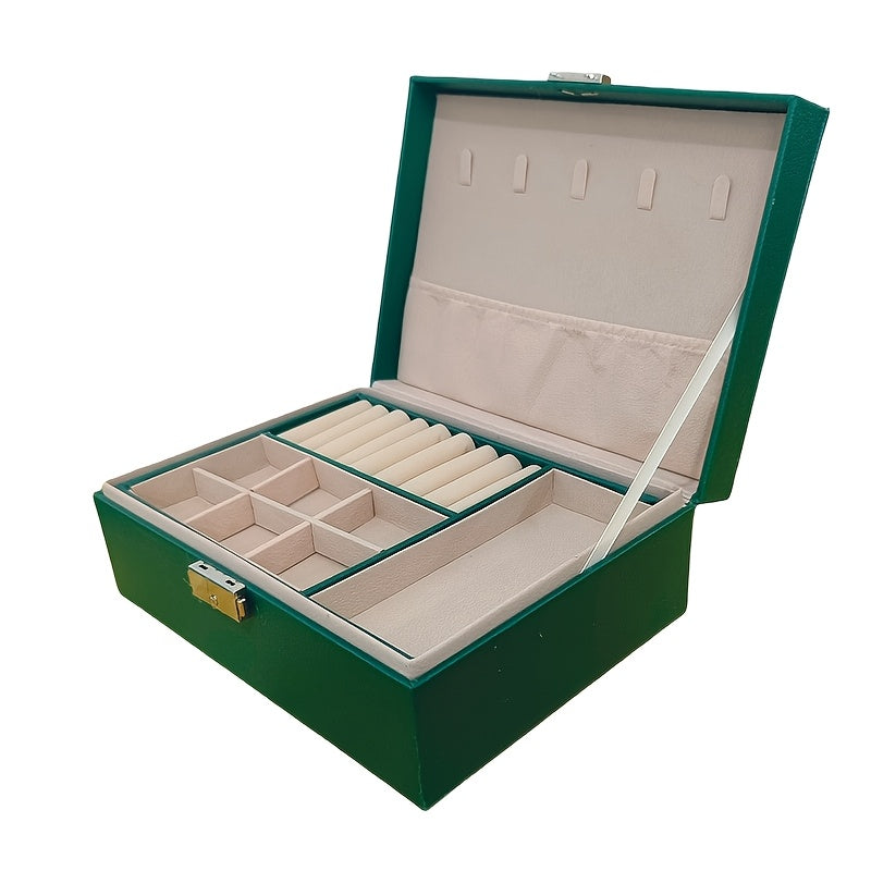 Women'S Jewelry Organizer Box with Soft Interior Lining - Elegant Black Exterior, Multi-Tier Storage Case for Necklaces, Rings, Earrings, Bracelets - Portable Jewelry armoire for Home, Travel, Gift - Durable Construction Jewelry Storage Organizer, Home