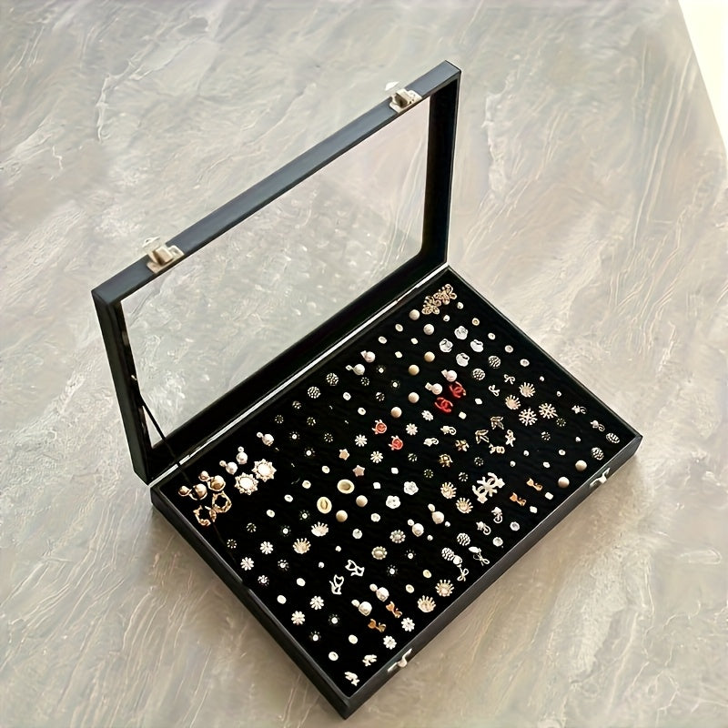 Large Capacity Jewelry Organizer Box with Transparent Lid - Elegant Necklace & Earring Storage Case, Soft Fabric-Lined Interior, Secure Snap Closure, Durable Plastic Desktop Display for Home or Retail Use, Jewelry Box, Jewelry Boxes