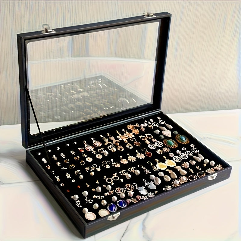 Transparent Jewelry Storage Box - Faux Leather Display Case for Earrings, Rings, Necklaces & Bracelets - Exquisite Gift Organizer with Snap Closure, Multi-Compartment Design & Fabric-Lined Interior, Jewelry Organizer Storage, Jewelry Boxes