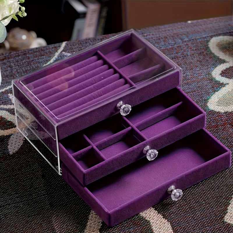 Large Capacity Jewelry Organizer Box with Transparent Lid - Multi-Layer Storage for Bracelets, Rings, Earrings, Necklaces - Dustproof Display Case with Compartments - Elegant Jewelry Storage for Home, Salon, Gift for Women (Christmas, Mother'S Day,