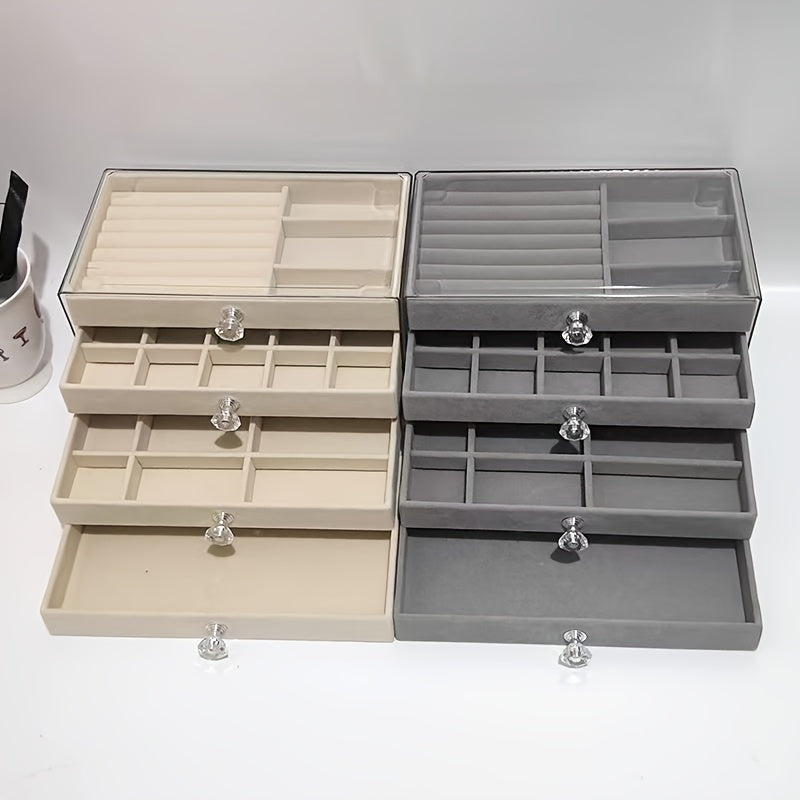 Large Capacity Jewelry Organizer Box with Transparent Lid - Multi-Layer Storage for Bracelets, Rings, Earrings, Necklaces - Dustproof Display Case with Compartments - Elegant Jewelry Storage for Home, Salon, Gift for Women (Christmas, Mother'S Day,