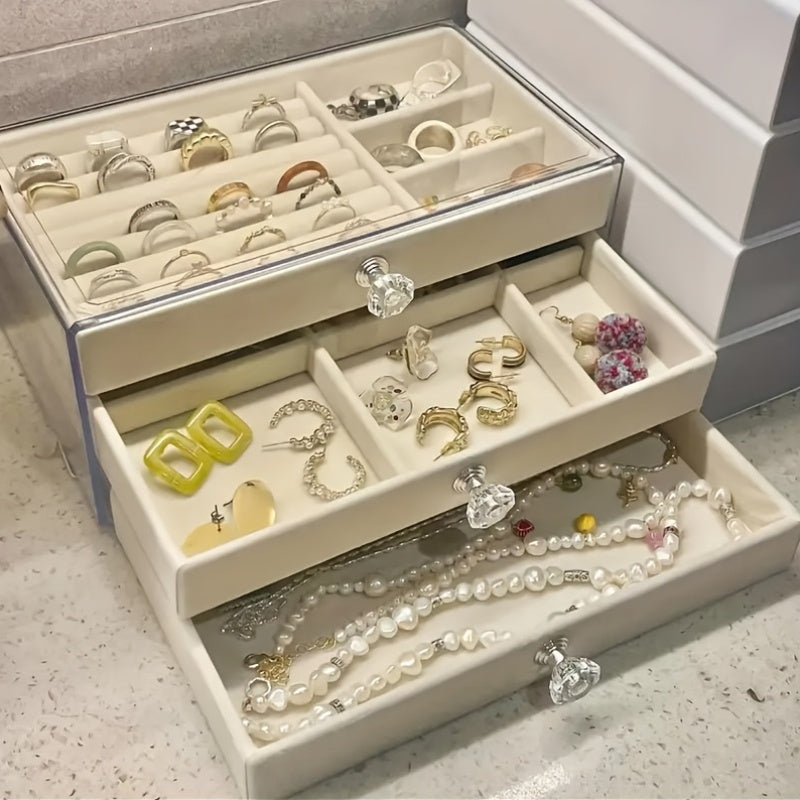 Large Capacity Jewelry Organizer Box with Transparent Lid - Multi-Layer Storage for Bracelets, Rings, Earrings, Necklaces - Dustproof Display Case with Compartments - Elegant Jewelry Storage for Home, Salon, Gift for Women (Christmas, Mother'S Day,