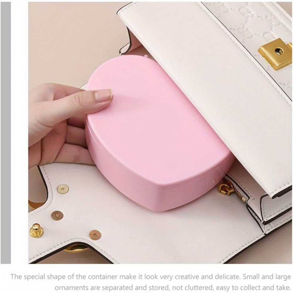 6pcs heart-shaped jewelry box - double-layer mirror storage box, lined with fabric, used for earrings, necklaces, bracelets, watches - decorative plastic storage box, jewelry storage box, decorative box, safe closing, Necklace Organizer, Bracelet Holder,