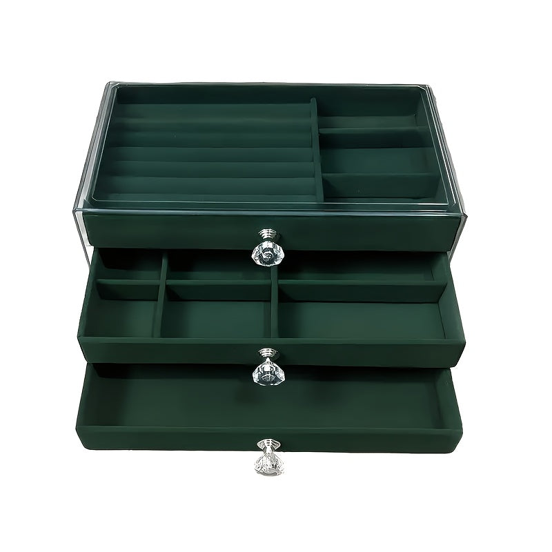Large Capacity Jewelry Organizer Box with Transparent Lid - Multi-Layer Storage for Bracelets, Rings, Earrings, Necklaces - Dustproof Display Case with Compartments - Elegant Jewelry Storage for Home, Salon, Gift for Women (Christmas, Mother'S Day,