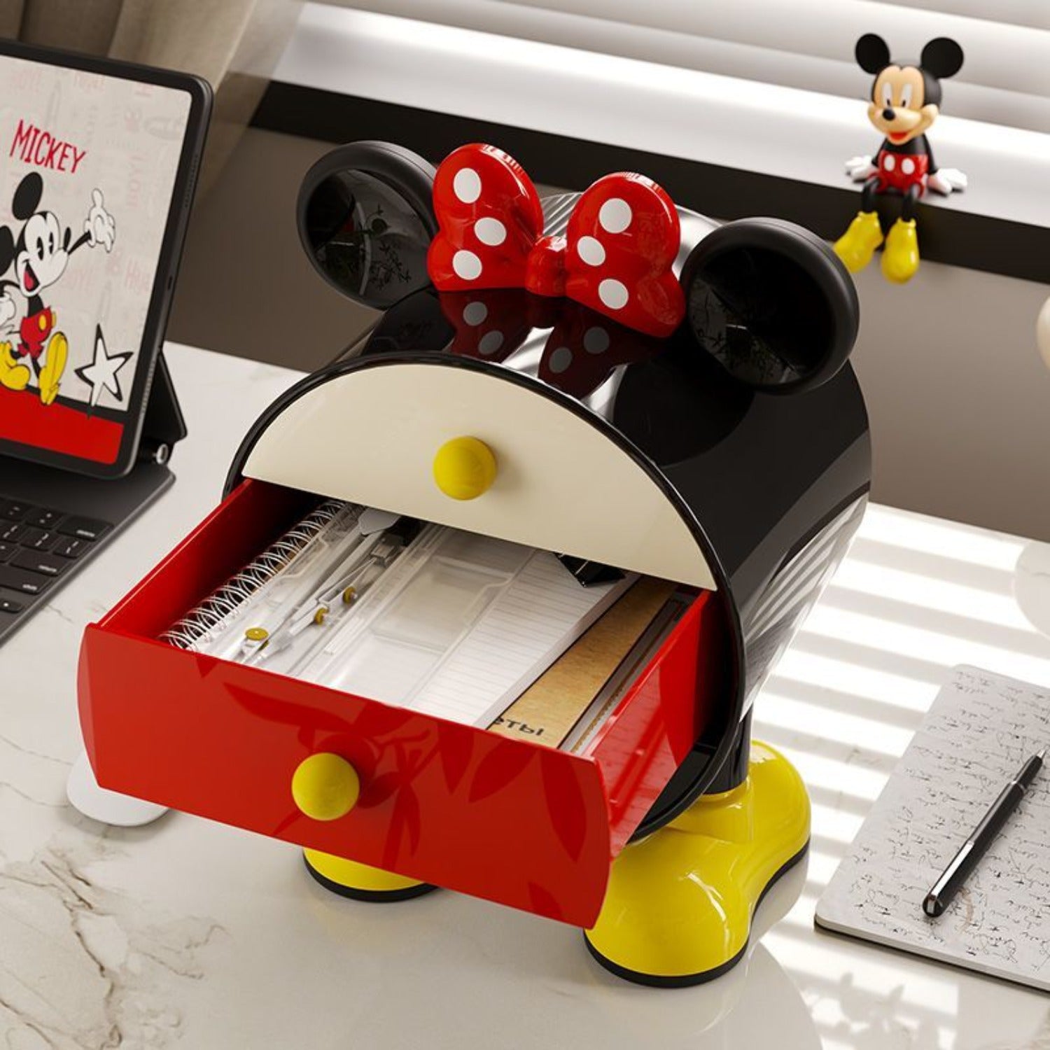 Disney Mickey Drawer Creative Ornament Vanity Makeup Brush Lipstick Storage Box Bedroom Bedside Ring Necklace Jewelry Box