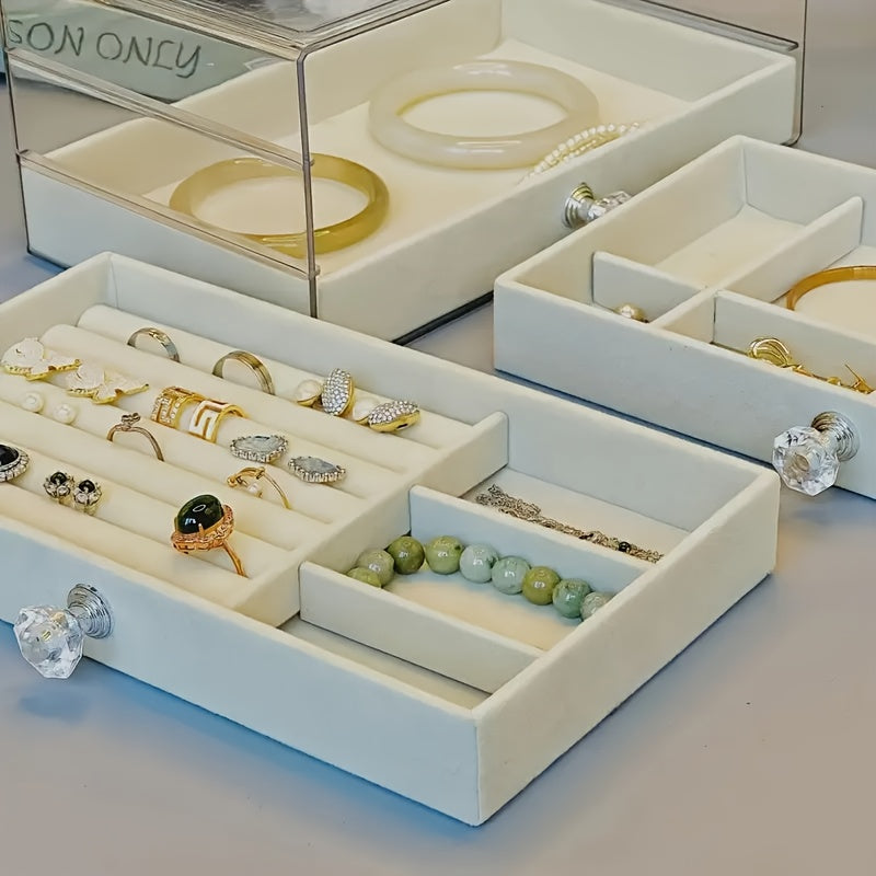 Large Capacity Jewelry Organizer Box with Transparent Lid - Multi-Layer Storage for Bracelets, Rings, Earrings, Necklaces - Dustproof Display Case with Compartments - Elegant Jewelry Storage for Home, Salon, Gift for Women (Christmas, Mother'S Day,