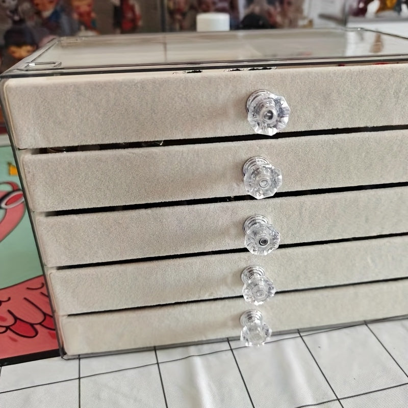 Elegant 5-Tier Jewelry Organizer Box with Velvet-Lined Compartments - Waterproof, & Anti-Oxidation, Multi-Layer Design for Necklaces, Bracelets, Earrings - Classic Rectangular Tabletop Storage for Home or Office, Jewelry Box, Jewelry Boxes