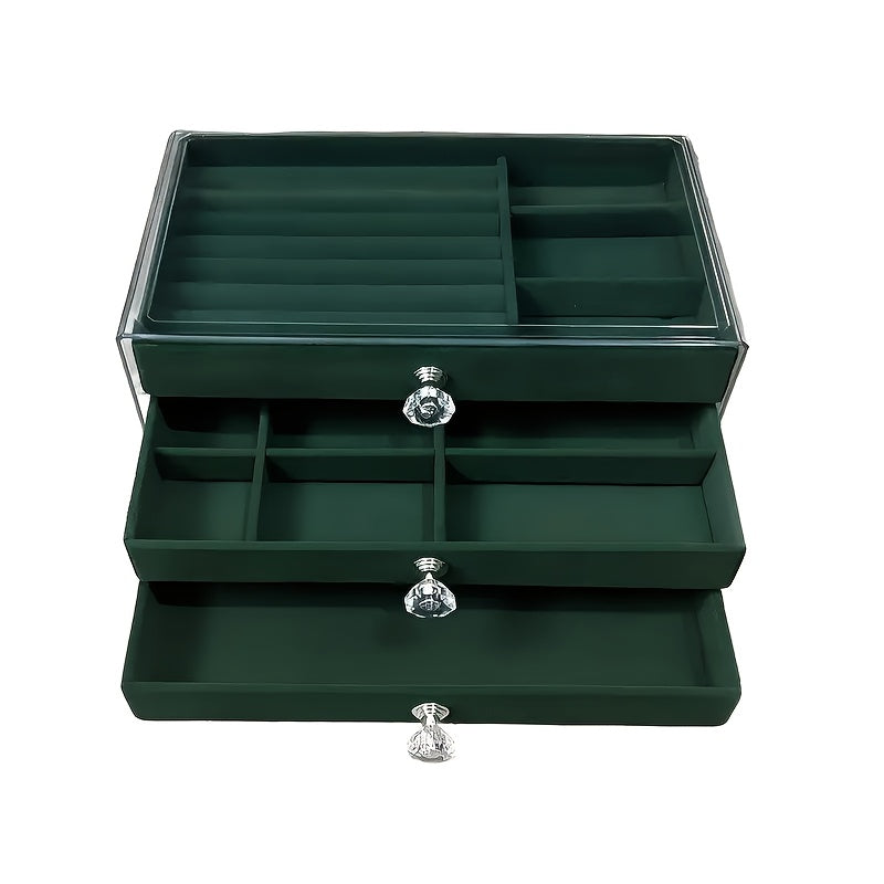 Large Capacity Jewelry Organizer Box with Drawers - Elegant Jewelry Storage Case, Multi-Compartment Organizer for Rings, Earrings, Necklaces, Bracelets - Perfect Gift for Women, Valentine'S Day, Mother'S Day, Birthday - Desktop Vanity Organizer with