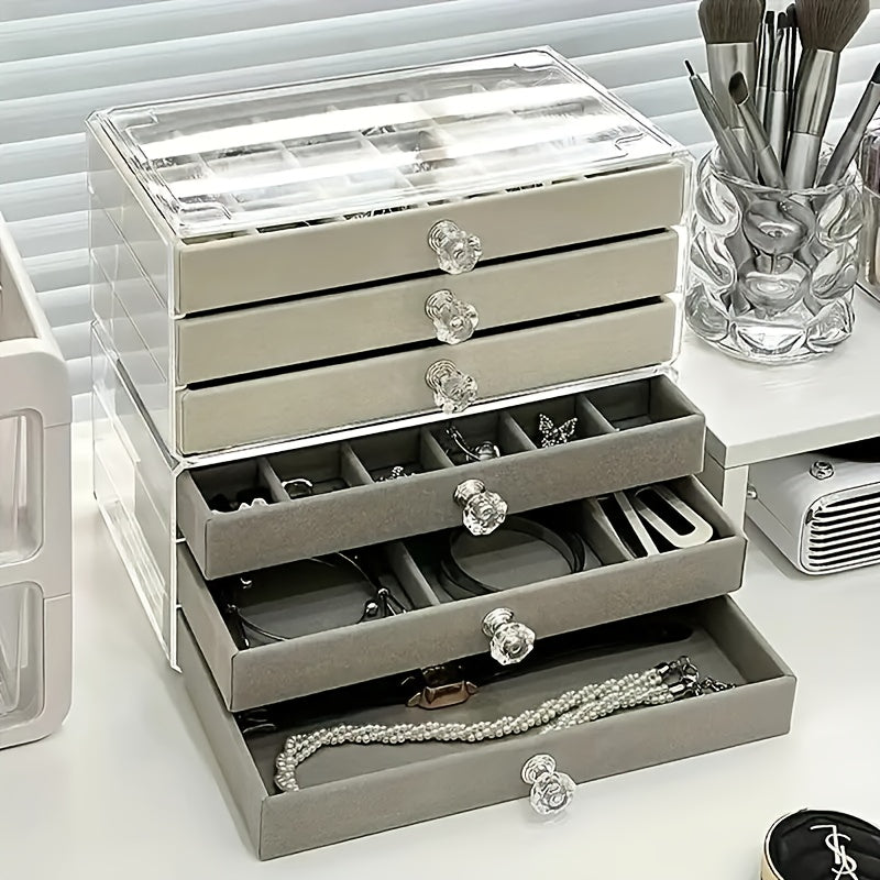 Large Capacity Jewelry Organizer Box with Transparent Lid - Multi-Layer Storage for Bracelets, Rings, Earrings, Necklaces - Dustproof Display Case with Compartments - Elegant Jewelry Storage for Home, Salon, Gift for Women (Christmas, Mother'S Day,