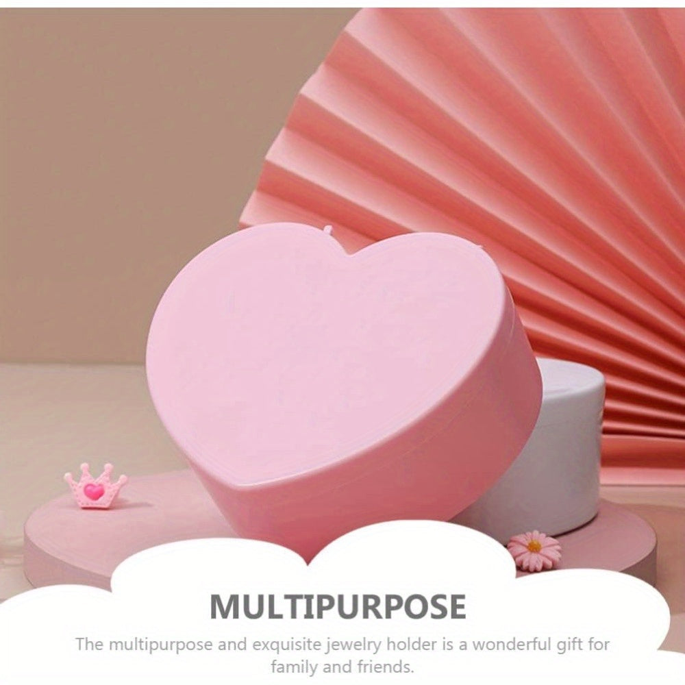 6pcs heart-shaped jewelry box - double-layer mirror storage box, lined with fabric, used for earrings, necklaces, bracelets, watches - decorative plastic storage box, jewelry storage box, decorative box, safe closing, Necklace Organizer, Bracelet Holder,