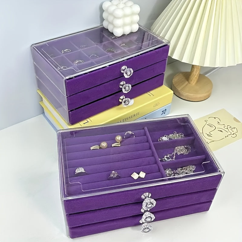 Large Capacity Jewelry Organizer Box with Transparent Lid - Multi-Layer Storage for Bracelets, Rings, Earrings, Necklaces - Dustproof Display Case with Compartments - Elegant Jewelry Storage for Home, Salon, Gift for Women (Christmas, Mother'S Day,