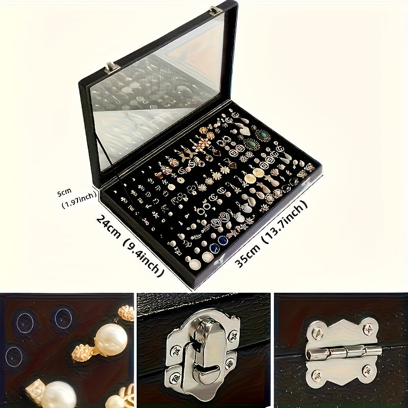 Transparent Jewelry Storage Box - Faux Leather Display Case for Earrings, Rings, Necklaces & Bracelets - Exquisite Gift Organizer with Snap Closure, Multi-Compartment Design & Fabric-Lined Interior, Jewelry Organizer Storage, Jewelry Boxes