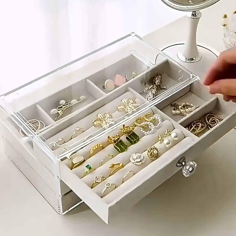 Large Capacity Jewelry Organizer Box with Transparent Lid - Multi-Layer Storage for Bracelets, Rings, Earrings, Necklaces - Dustproof Display Case with Compartments - Elegant Jewelry Storage for Home, Salon, Gift for Women (Christmas, Mother'S Day,