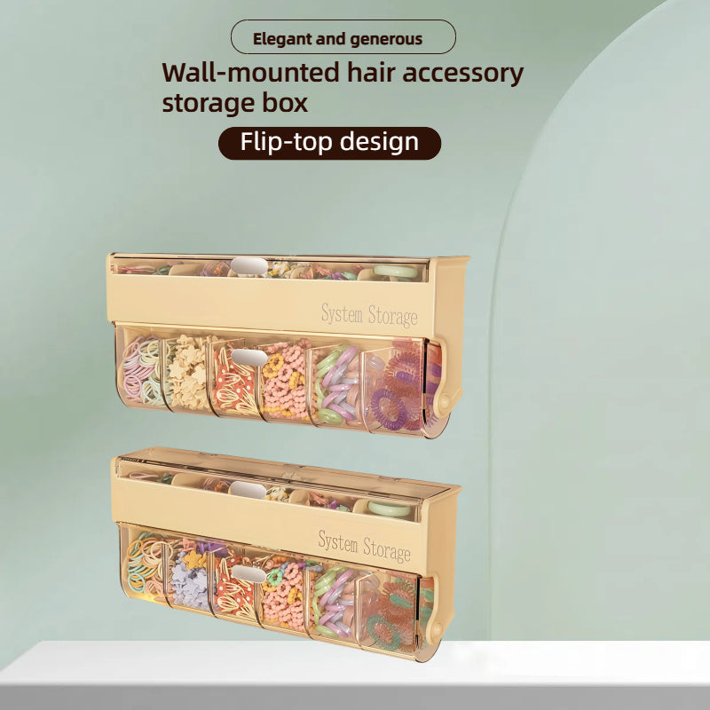 Wall-Mounted Jewelry & Hair Accessories Organizer Box - Multi-Layer Dustproof Waterproof Storage with Clear Compartments, Golden Flip-Top Design for Earrings, Hairpins, Clips - Space-Saving Plastic Storage Box, Jewelry Organizer Box, Sturdy Construction,