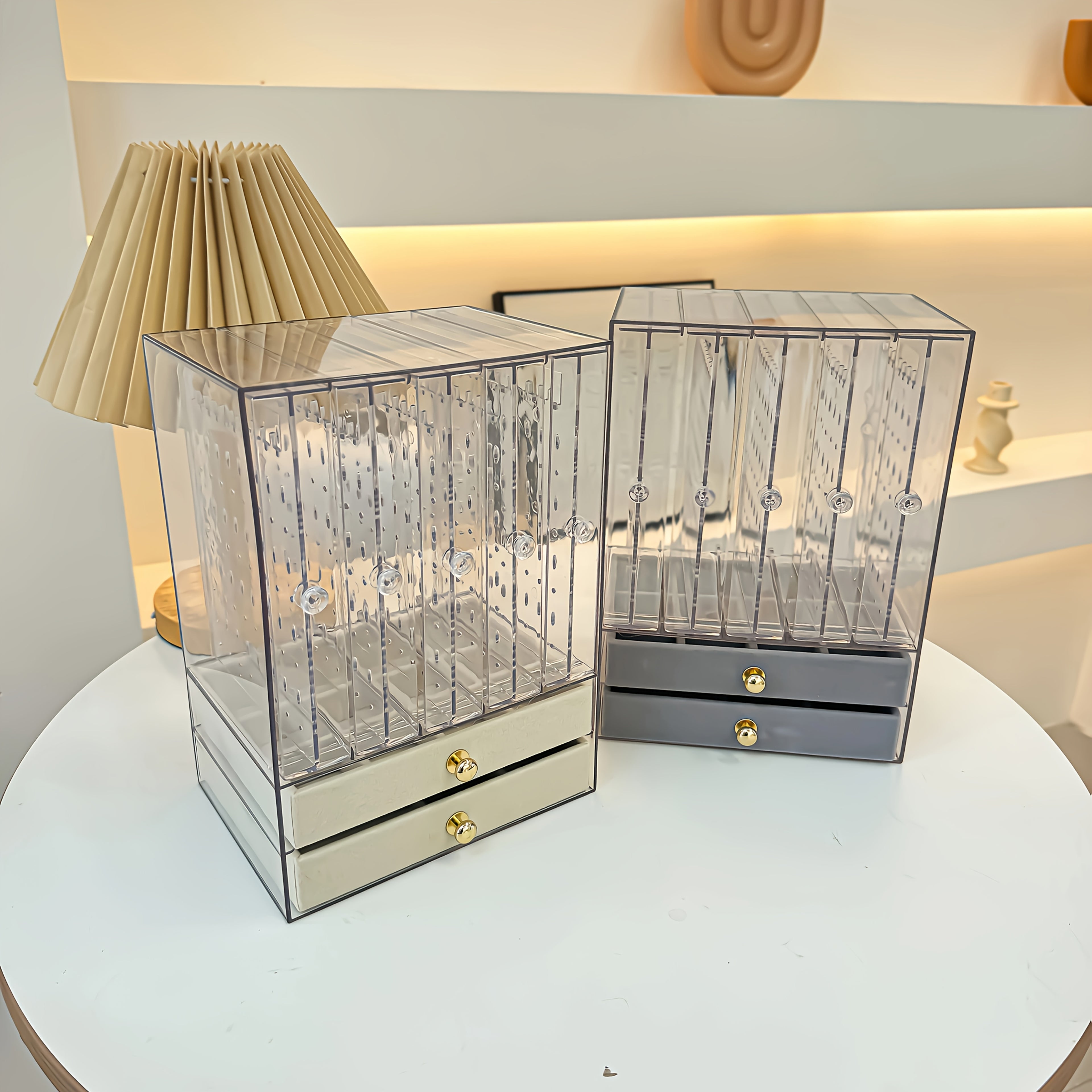 1PCJewelry Boxes & Organizers, High-end jewelry box, transparent large-capacity jewelry storage box, necklace display stand, exquisite drawer-style earring, stud, ring, necklace and bracelet storage box, multi-functional jewelry box exquisite box