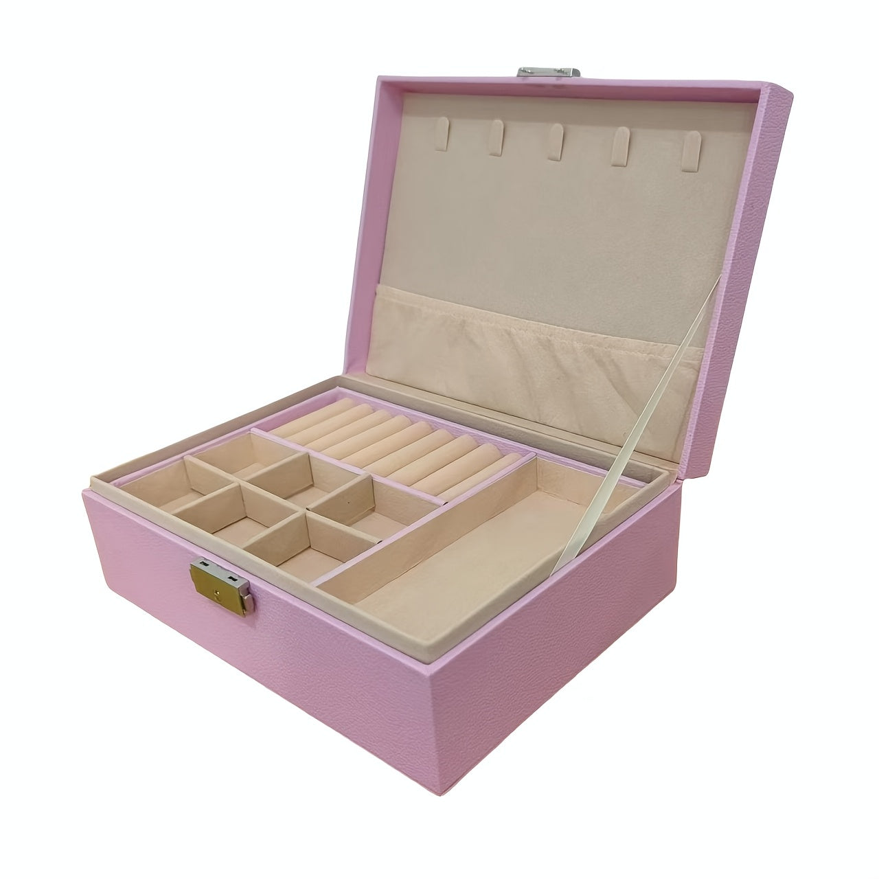 Elegant White Faux Leather Jewelry Organizer Box with Lock - Multi-Compartment Design for Necklaces, Earrings, Bracelets & Watches - Perfect Gift for Birthdays, Anniversaries & Special Occasions, Jewelry Gift Box, Secure Storage, Highquality Craftsmanship