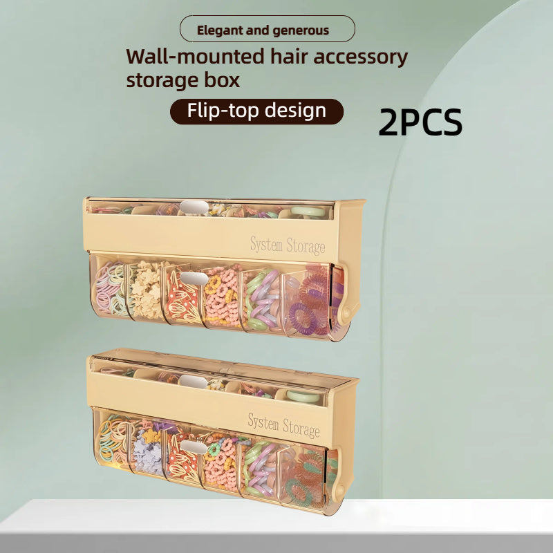 Wall-Mounted Jewelry & Hair Accessories Organizer Box - Multi-Layer Dustproof Waterproof Storage with Clear Compartments, Golden Flip-Top Design for Earrings, Hairpins, Clips - Space-Saving Plastic Storage Box, Jewelry Organizer Box, Sturdy Construction,