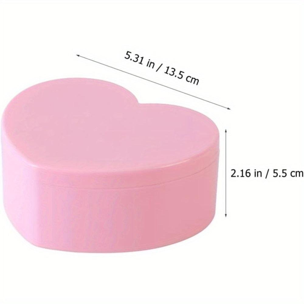 6pcs heart-shaped jewelry box - double-layer mirror storage box, lined with fabric, used for earrings, necklaces, bracelets, watches - decorative plastic storage box, jewelry storage box, decorative box, safe closing, Necklace Organizer, Bracelet Holder,