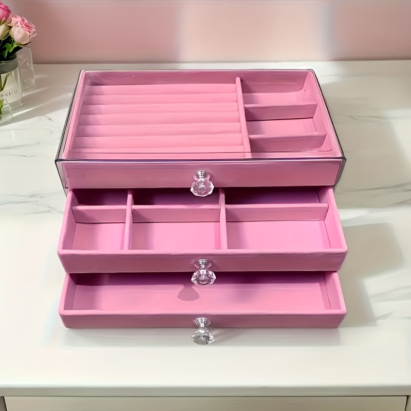 Large Capacity Jewelry Organizer Box with Drawers - Elegant Jewelry Storage Case, Multi-Compartment Organizer for Rings, Earrings, Necklaces, Bracelets - Perfect Gift for Women, Valentine'S Day, Mother'S Day, Birthday - Desktop Vanity Organizer with