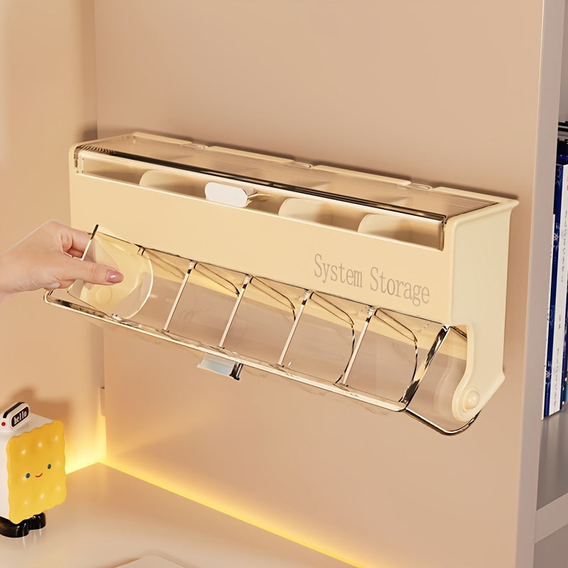 Fashionable Beige Hair Accessory Storage Box - Multi-layer Dustproof and Waterproof Storage Box, Suitable for Jewelry, Headbands, Clips, etc. - Wall-mounted, No Drilling Required, Jewelry Box, Jewelry Boxes