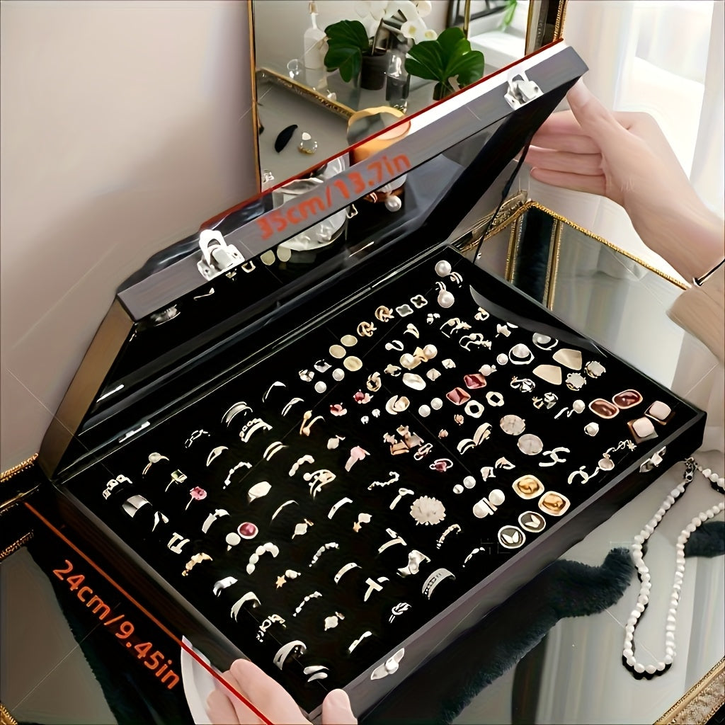 Large Capacity Jewelry Organizer Box with Transparent Lid - Elegant Necklace & Earring Storage Case, Soft Fabric-Lined Interior, Secure Snap Closure, Durable Plastic Desktop Display for Home or Retail Use, Jewelry Box, Jewelry Boxes