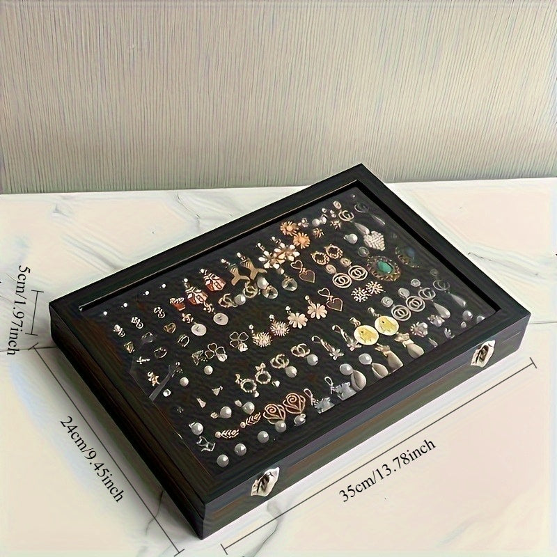 Transparent Jewelry Storage Box - Faux Leather Display Case for Earrings, Rings, Necklaces & Bracelets - Exquisite Gift Organizer with Snap Closure, Multi-Compartment Design & Fabric-Lined Interior, Jewelry Organizer Storage, Jewelry Boxes