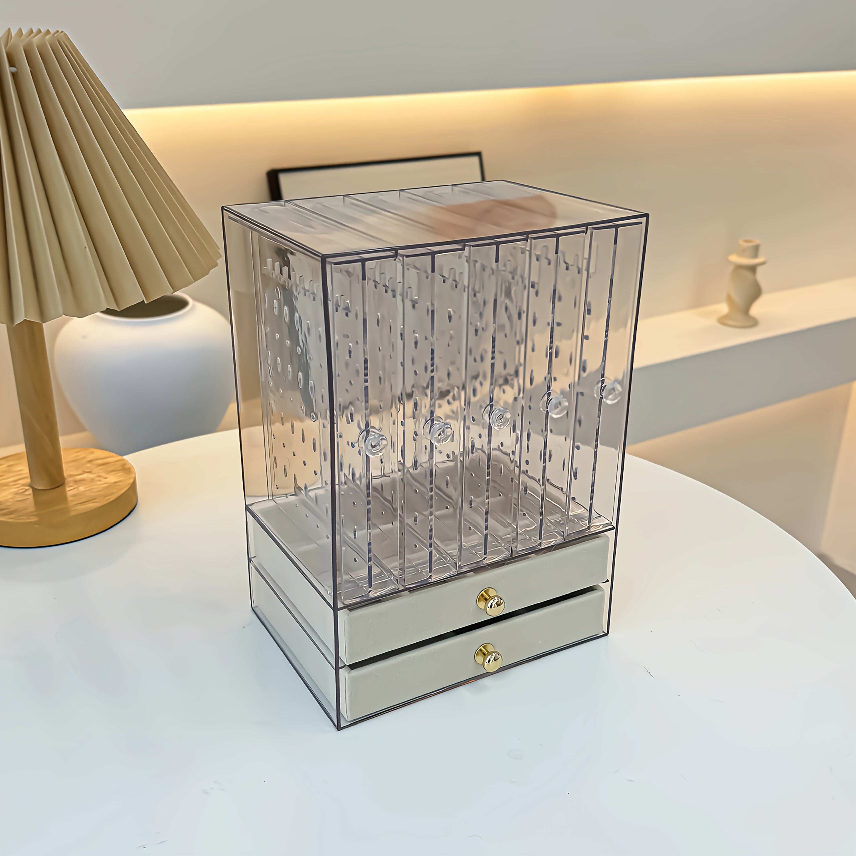 1PCJewelry Boxes & Organizers, High-end jewelry box, transparent large-capacity jewelry storage box, necklace display stand, exquisite drawer-style earring, stud, ring, necklace and bracelet storage box, multi-functional jewelry box exquisite box