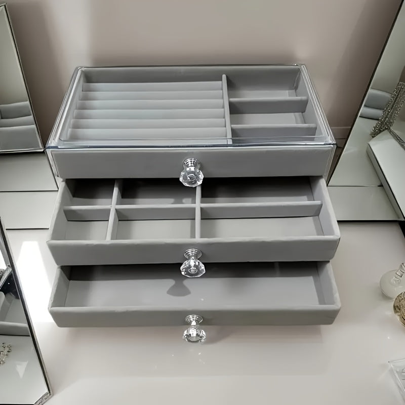 Large Capacity Jewelry Organizer Box with Drawers - Elegant Jewelry Storage Case, Multi-Compartment Organizer for Rings, Earrings, Necklaces, Bracelets - Perfect Gift for Women, Valentine'S Day, Mother'S Day, Birthday - Desktop Vanity Organizer with