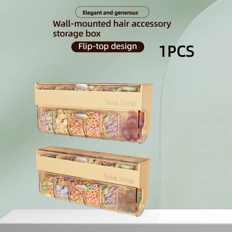 Wall-Mounted Jewelry & Hair Accessories Organizer Box - Multi-Layer Dustproof Waterproof Storage with Clear Compartments, Golden Flip-Top Design for Earrings, Hairpins, Clips - Space-Saving Plastic Storage Box, Jewelry Organizer Box, Sturdy Construction,