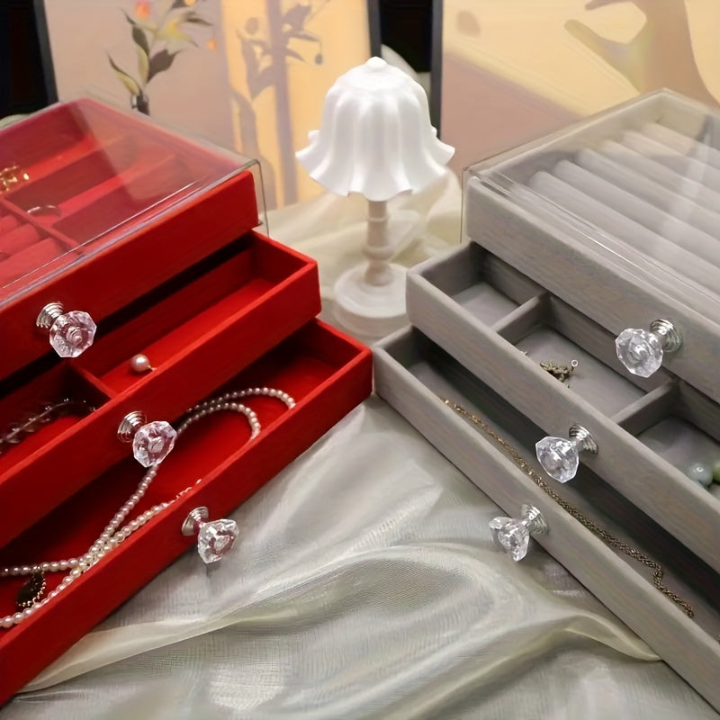 Large Capacity Jewelry Organizer Box with Drawers - Elegant Jewelry Storage Case, Multi-Compartment Organizer for Rings, Earrings, Necklaces, Bracelets - Perfect Gift for Women, Valentine'S Day, Mother'S Day, Birthday - Desktop Vanity Organizer with