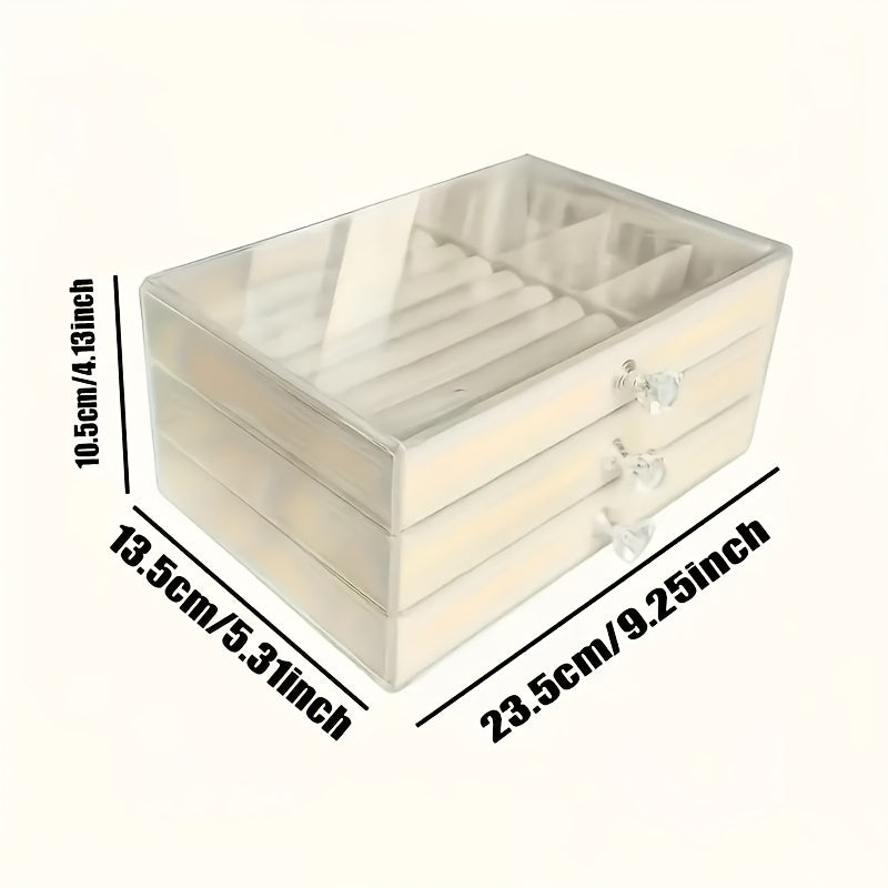 Large Capacity Jewelry Organizer Box with Drawers - Elegant Jewelry Storage Case, Multi-Compartment Organizer for Rings, Earrings, Necklaces, Bracelets - Perfect Gift for Women, Valentine'S Day, Mother'S Day, Birthday - Desktop Vanity Organizer with