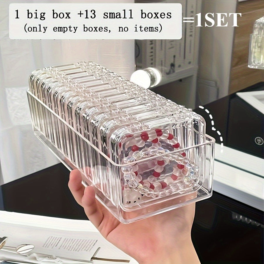 1 Set/2 Sets of Elegant Transparent Plastic Jewelry Storage Boxes, Including 2 Large Boxes And 26 Small Boxes, Suitable for Bracelets, Necklaces, Earrings And Rings - Perfect Dressing Table Organization Artifact, Perfect Gift, Jewelry Boxes