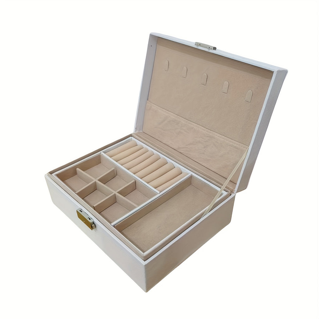 Women'S Jewelry Organizer Box with Soft Interior Lining - Elegant Black Exterior, Multi-Tier Storage Case for Necklaces, Rings, Earrings, Bracelets - Portable Jewelry armoire for Home, Travel, Gift - Durable Construction Jewelry Storage Organizer, Home