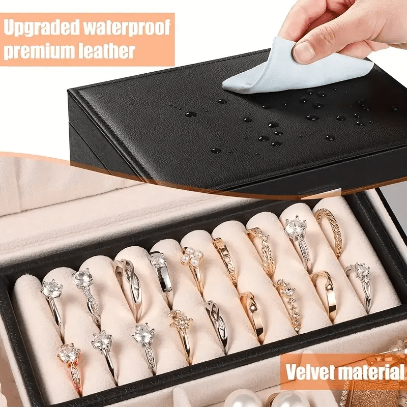 Women'S Jewelry Organizer Box with Soft Interior Lining - Elegant Black Exterior, Multi-Tier Storage Case for Necklaces, Rings, Earrings, Bracelets - Portable Jewelry armoire for Home, Travel, Gift - Durable Construction Jewelry Storage Organizer, Home