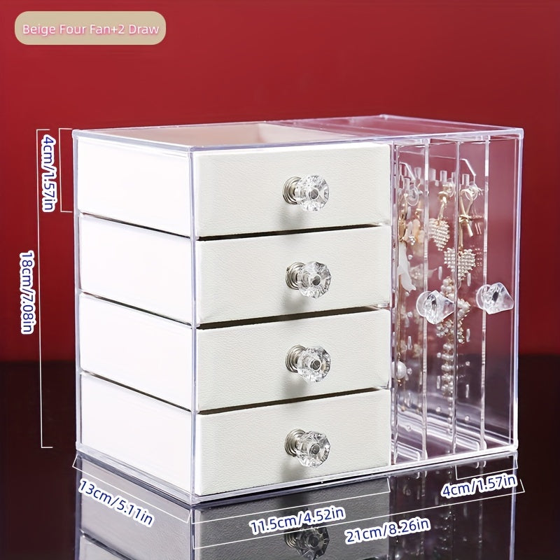 1pc Transparent Drawer-type Jewelry Storage Rack, Dust-proof Desktop Necklace Storage Display Box, Multi-functional Household Organizer