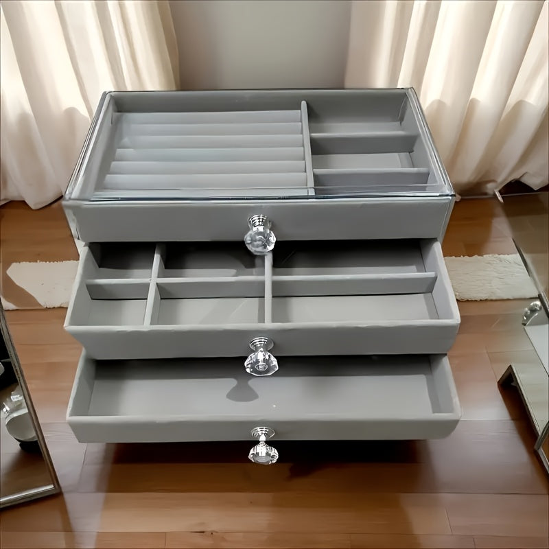 Large Capacity Jewelry Organizer Box with Drawers - Elegant Jewelry Storage Case, Multi-Compartment Organizer for Rings, Earrings, Necklaces, Bracelets - Perfect Gift for Women, Valentine'S Day, Mother'S Day, Birthday - Desktop Vanity Organizer with