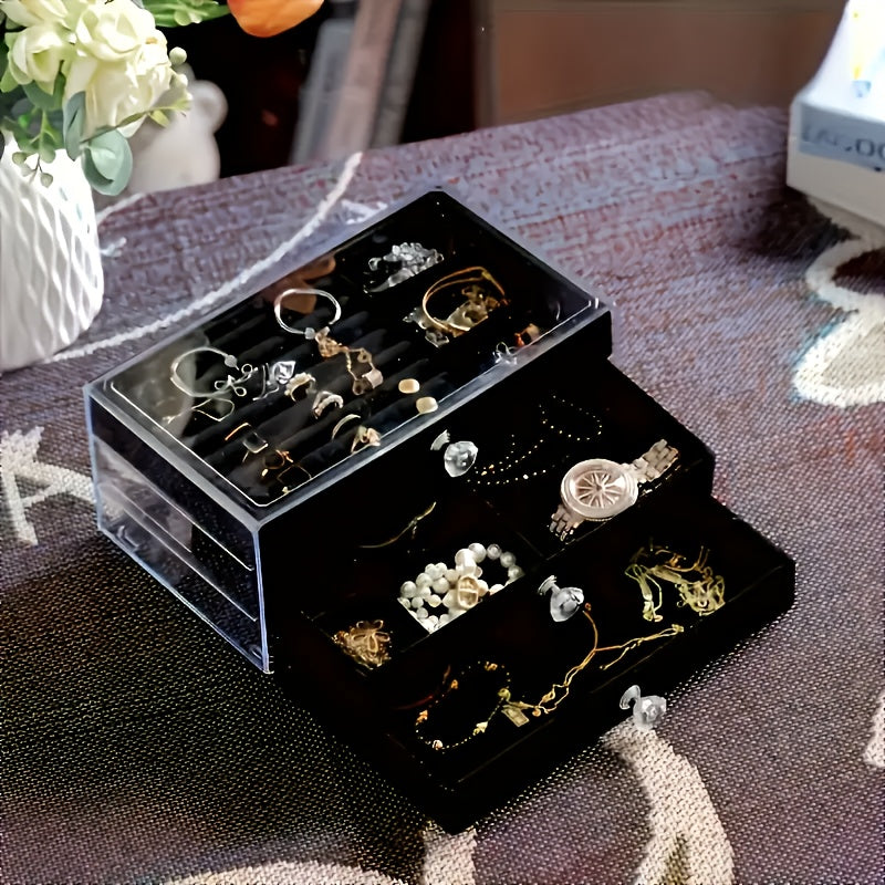 Large Capacity Jewelry Organizer Box with Drawers - Elegant Jewelry Storage Case, Multi-Compartment Organizer for Rings, Earrings, Necklaces, Bracelets - Perfect Gift for Women, Valentine'S Day, Mother'S Day, Birthday - Desktop Vanity Organizer with