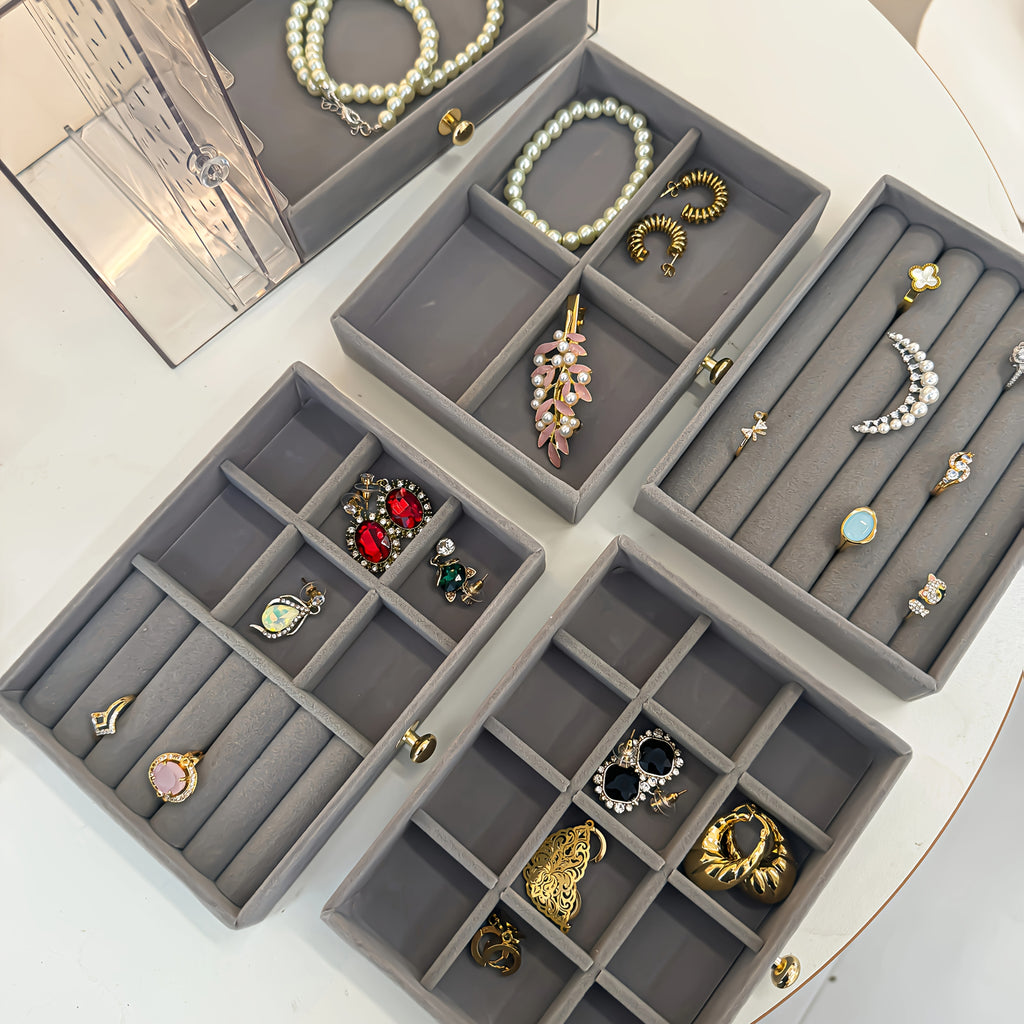 1PCJewelry Boxes & Organizers, High-end jewelry box, transparent large-capacity jewelry storage box, necklace display stand, exquisite drawer-style earring, stud, ring, necklace and bracelet storage box, multi-functional jewelry box exquisite box