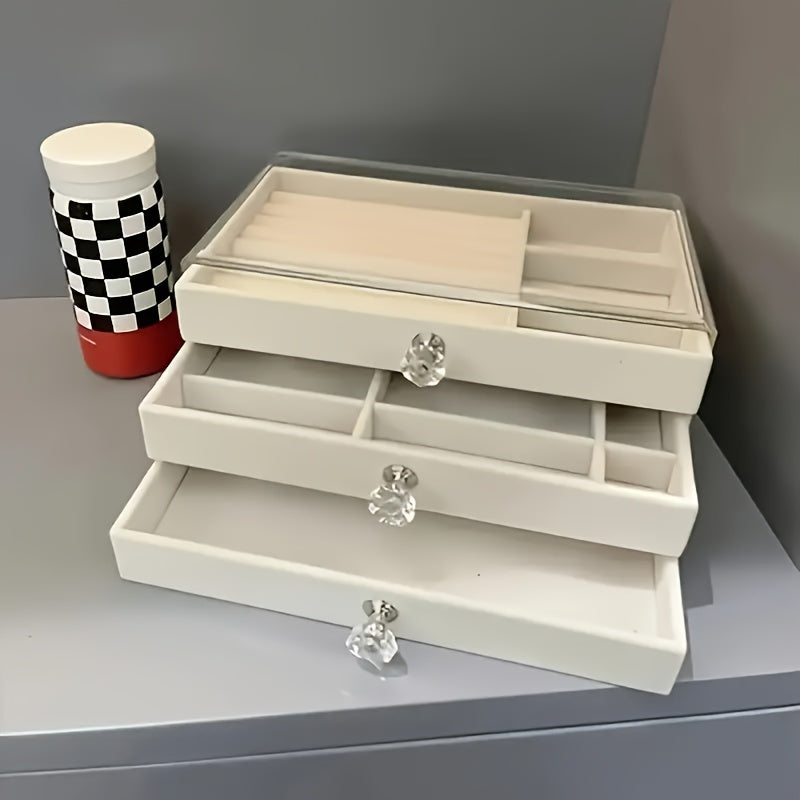 Large Capacity Jewelry Organizer Box with Drawers - Elegant Jewelry Storage Case, Multi-Compartment Organizer for Rings, Earrings, Necklaces, Bracelets - Perfect Gift for Women, Valentine'S Day, Mother'S Day, Birthday - Desktop Vanity Organizer with