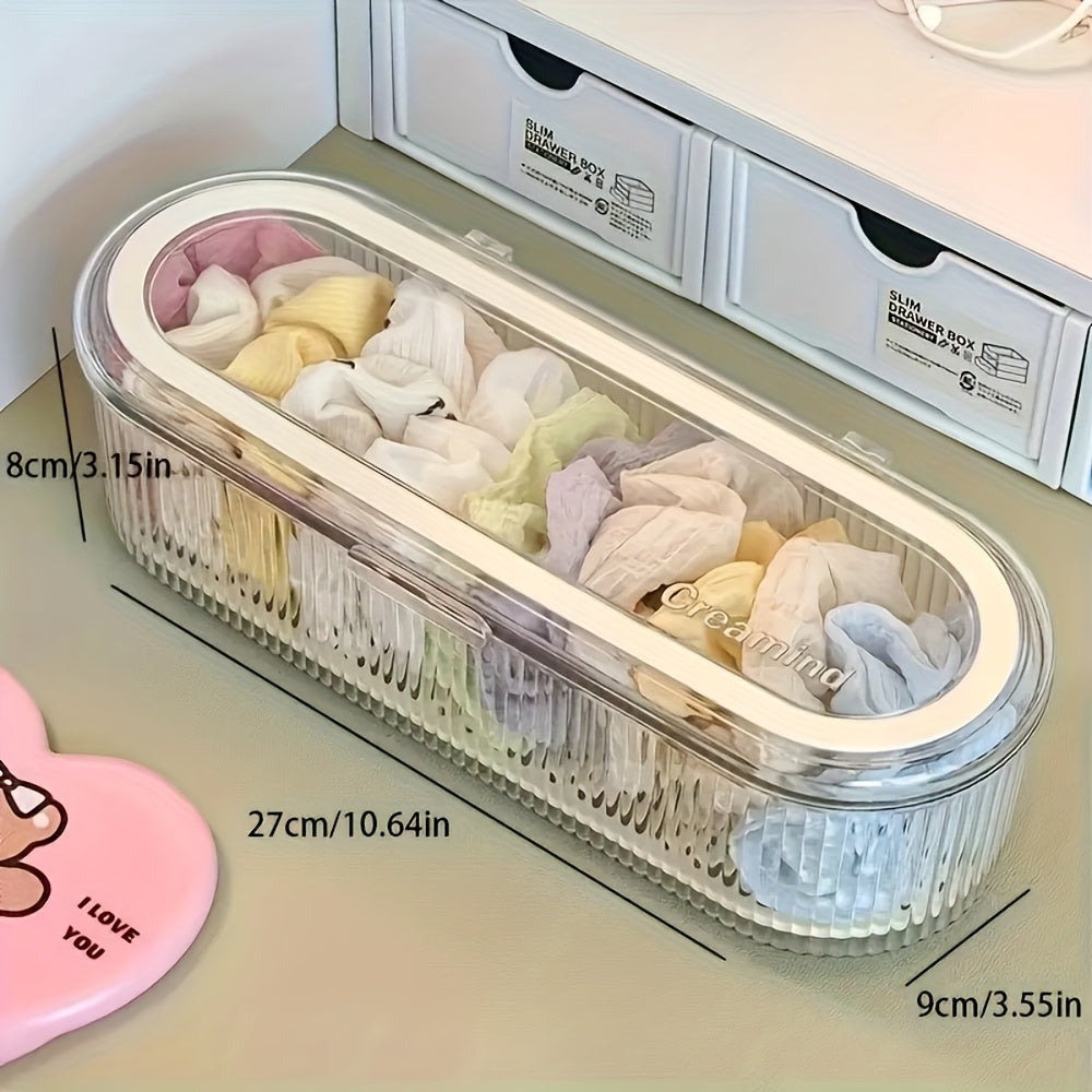 2pcs Glam Style Plastic Storage Boxes with Flip Top Lid, Oval Shape, Multipurpose Organizer for Headbands, Clips, Hair Ties, Jewelry - Space-Saving, Dustproof Solution, Non-Waterproof, Visible Content Design, Accessory Storage | Modern Aesthetic Box |