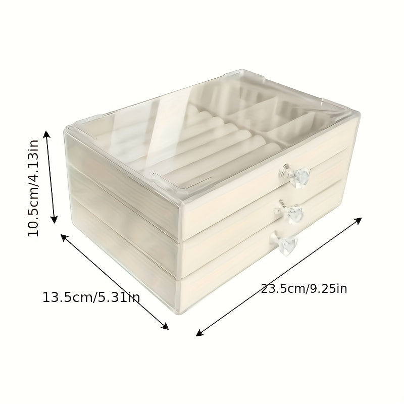 Large Capacity Jewelry Organizer Box with Transparent Lid - Multi-Layer Storage for Bracelets, Rings, Earrings, Necklaces - Dustproof Display Case with Compartments - Elegant Jewelry Storage for Home, Salon, Gift for Women (Christmas, Mother'S Day,