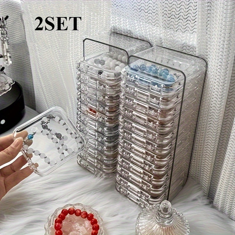 1 Set/2 Sets of Elegant Transparent Plastic Jewelry Storage Boxes, Including 2 Large Boxes And 26 Small Boxes, Suitable for Bracelets, Necklaces, Earrings And Rings - Perfect Dressing Table Organization Artifact, Perfect Gift, Jewelry Boxes
